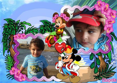 Montage photo Duo Mickey et Minnie à plage