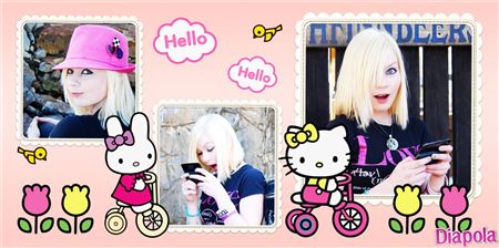 Montage photo Hello Kitty vélo