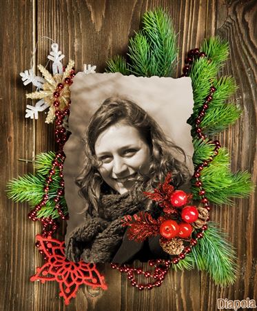 Montage photo décoration Noël sur bois